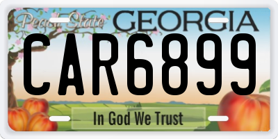 GA license plate CAR6899