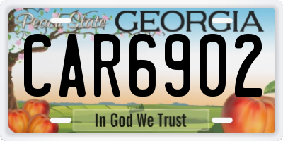 GA license plate CAR6902