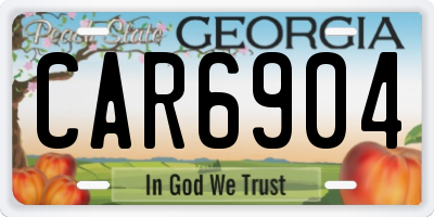 GA license plate CAR6904