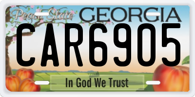 GA license plate CAR6905