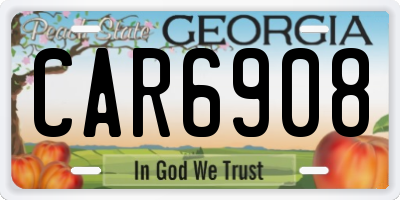 GA license plate CAR6908