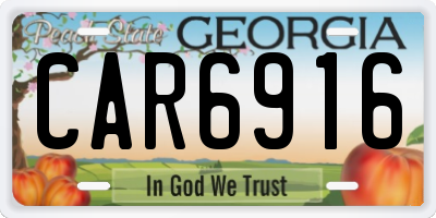 GA license plate CAR6916