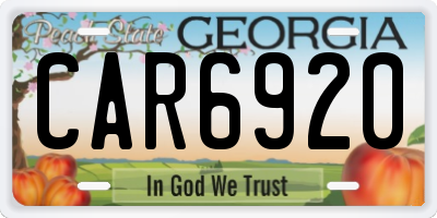 GA license plate CAR6920