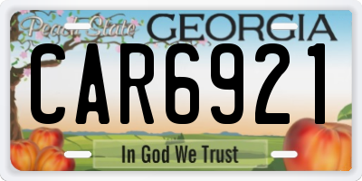 GA license plate CAR6921