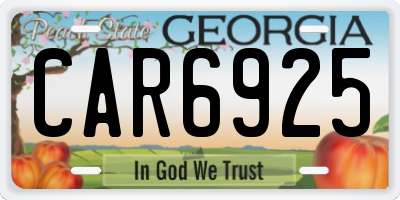 GA license plate CAR6925