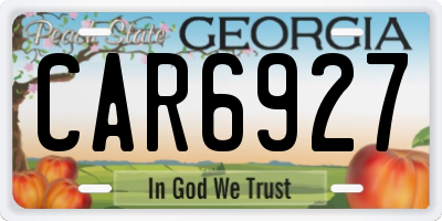 GA license plate CAR6927