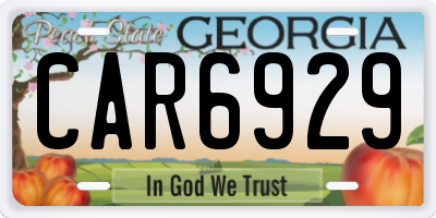 GA license plate CAR6929