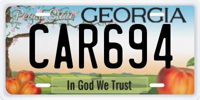 GA license plate CAR694
