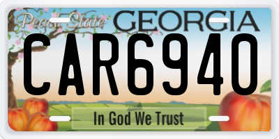 GA license plate CAR6940