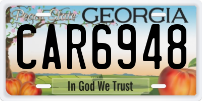 GA license plate CAR6948