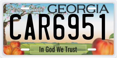 GA license plate CAR6951