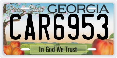 GA license plate CAR6953