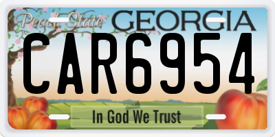 GA license plate CAR6954