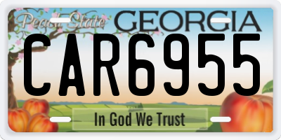 GA license plate CAR6955