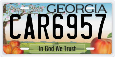 GA license plate CAR6957