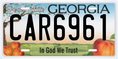 GA license plate CAR6961