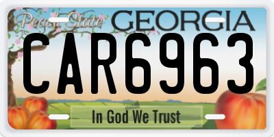 GA license plate CAR6963