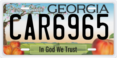 GA license plate CAR6965