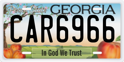 GA license plate CAR6966