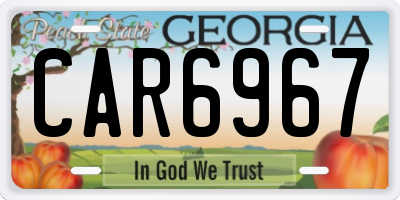 GA license plate CAR6967