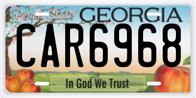 GA license plate CAR6968