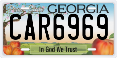 GA license plate CAR6969
