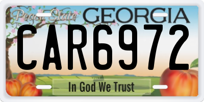 GA license plate CAR6972