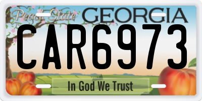 GA license plate CAR6973