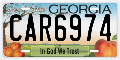 GA license plate CAR6974