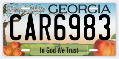 GA license plate CAR6983