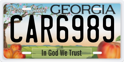 GA license plate CAR6989