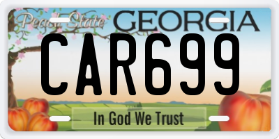 GA license plate CAR699