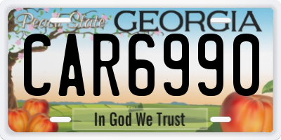 GA license plate CAR6990