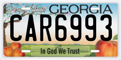 GA license plate CAR6993