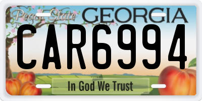 GA license plate CAR6994