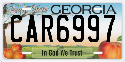 GA license plate CAR6997