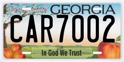 GA license plate CAR7002