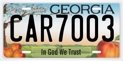 GA license plate CAR7003