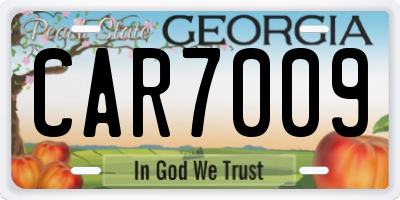 GA license plate CAR7009