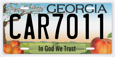 GA license plate CAR7011