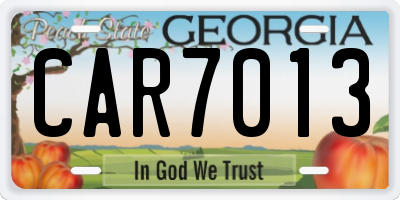 GA license plate CAR7013