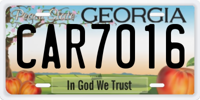 GA license plate CAR7016