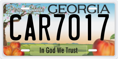 GA license plate CAR7017