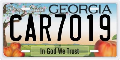 GA license plate CAR7019