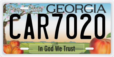 GA license plate CAR7020