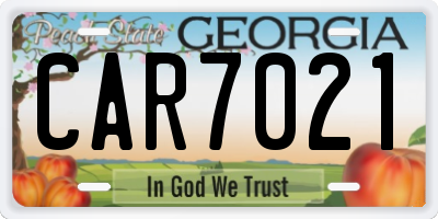 GA license plate CAR7021