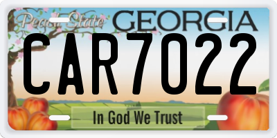 GA license plate CAR7022