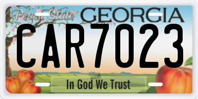 GA license plate CAR7023