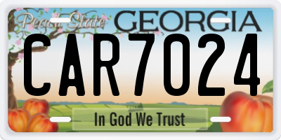 GA license plate CAR7024