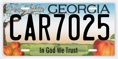 GA license plate CAR7025